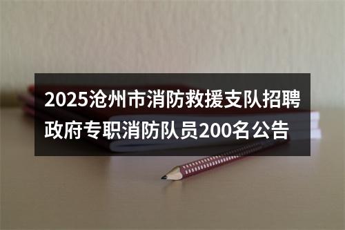 2025沧州市消防救援支队招聘政府专职消防队员200名公告 图片